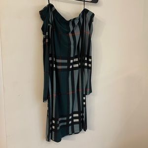 Fashion Nova Green Stripped Off Shoulder Dress